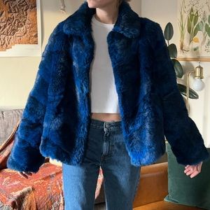Vintage Blue Rabbit Fur Coat